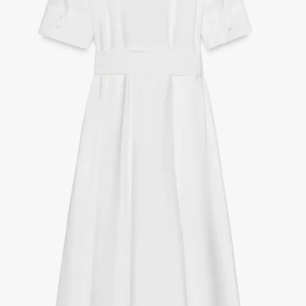 Zara White Midi Shirt Dress with Belt